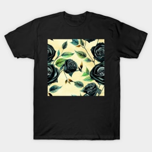 Black rose watercolor rose T-Shirt